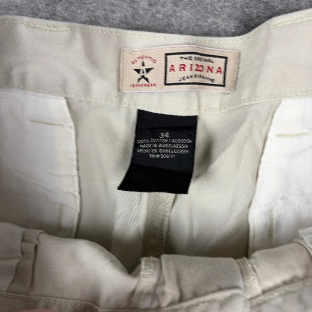 Arizona‎ Chino Shorts Mens 34 Beige Pleated Front Cotton Casual Summer Khaki Y2K